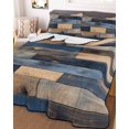 thumbnail image 3 of Quilts Twin XL Size, Navy Blue Brown Wood Soft Comforter Bedding Set for Bed, Farmhouse Vintage Wooden Lightweight Quilted Bedspread with Pillow Cover(2 Pieces) for All Season, 68x98 Inch, 3 of 6