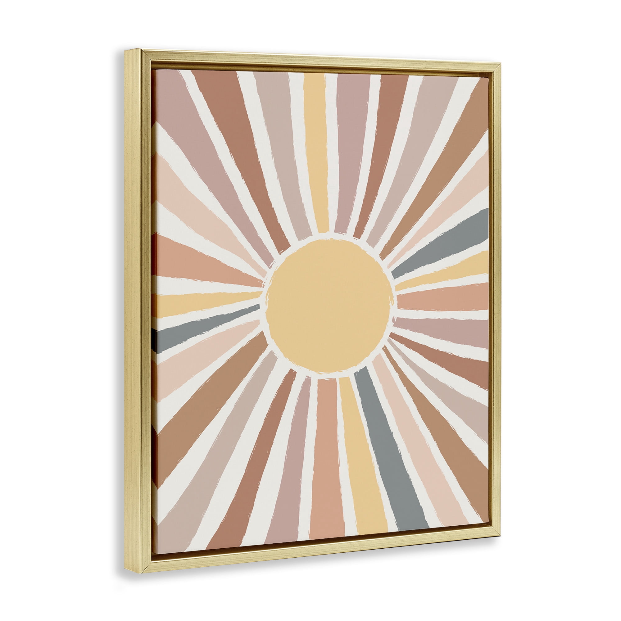 Stupell Industries Southwestern Desert Sun Rays Abstract Painting Gold Floater Framed Canvas Art Print Wall Art, 17 x 21