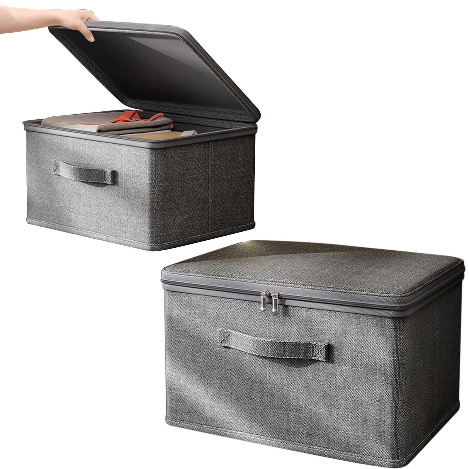 BNNG Clearance Shelf Storage Basket Wardrobe Organizer Box Fabric Storage Box with Handle, Large Capacity Shelf Storage Basket Wardrobe Quilt Organizer Box with Zipper Lid Foldable Storage Bins