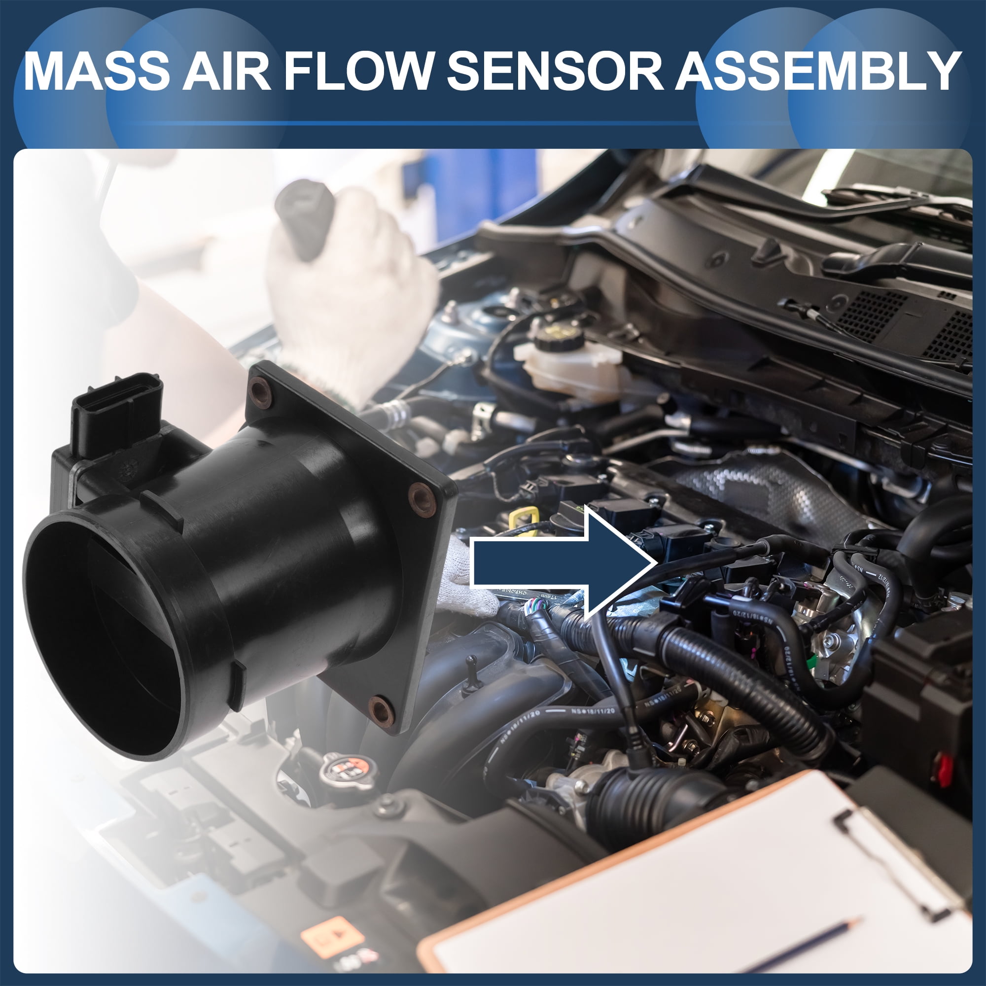 Unique Bargains Mass Air Flow Sensor Assembly No.F72F12B579AA Car MAF Sensor for Ford Escape 2014-2019 Plastic Metal 1 Pcs
