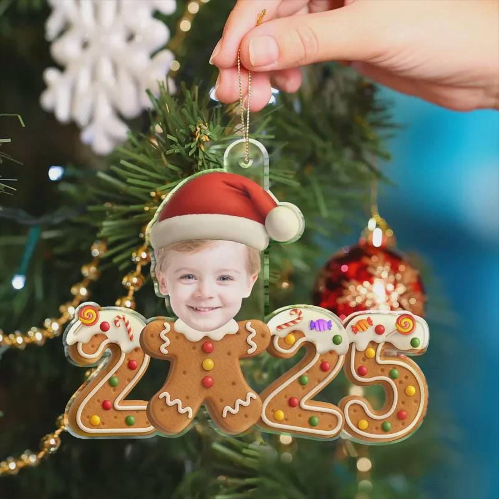Custom Newborn Christmas Ornament, Personalized Baby Picture Acrylic Elf Decoration, Baby's First Christmas