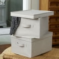 thumbnail image 3 of Household Essentials Large Fabric Storage Bins 2 Pack, Soft Poly Linen with Sturdy Sides, Attached Handle and Fully Removable Lid, Gray, 3 of 10