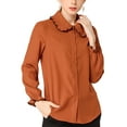 thumbnail image 2 of INSPIRE CHIC Junior's Sweet Ruffle Peter Pan Collar Button Up Shirt, 2 of 5