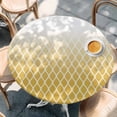 thumbnail image 2 of Yellow Ombre Stripe Round Tablecloth, Fitted Table Cover with Elastic for 45"-54" Round Tables, Modern Abstract Art Gradient Striped Table Cloth Outdoor Indoor Dinning Party Waterproof Tablecloths, 2 of 7