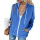 thumbnail image 1 of Sudadera con capucha informal de manga larga con cremallera para mujer, sudaderas con capucha, chaqueta con capucha de color sólido con bolsillos, color azul S, 1 of 6