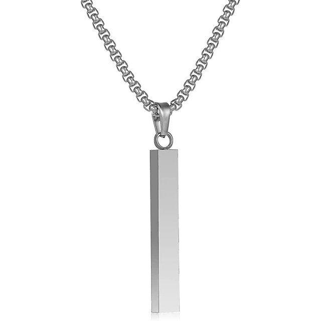 Collar con colgante de barra rectangular para hombre, caja de acero inoxidable, colgante de cadena, collar para hombre, joyería