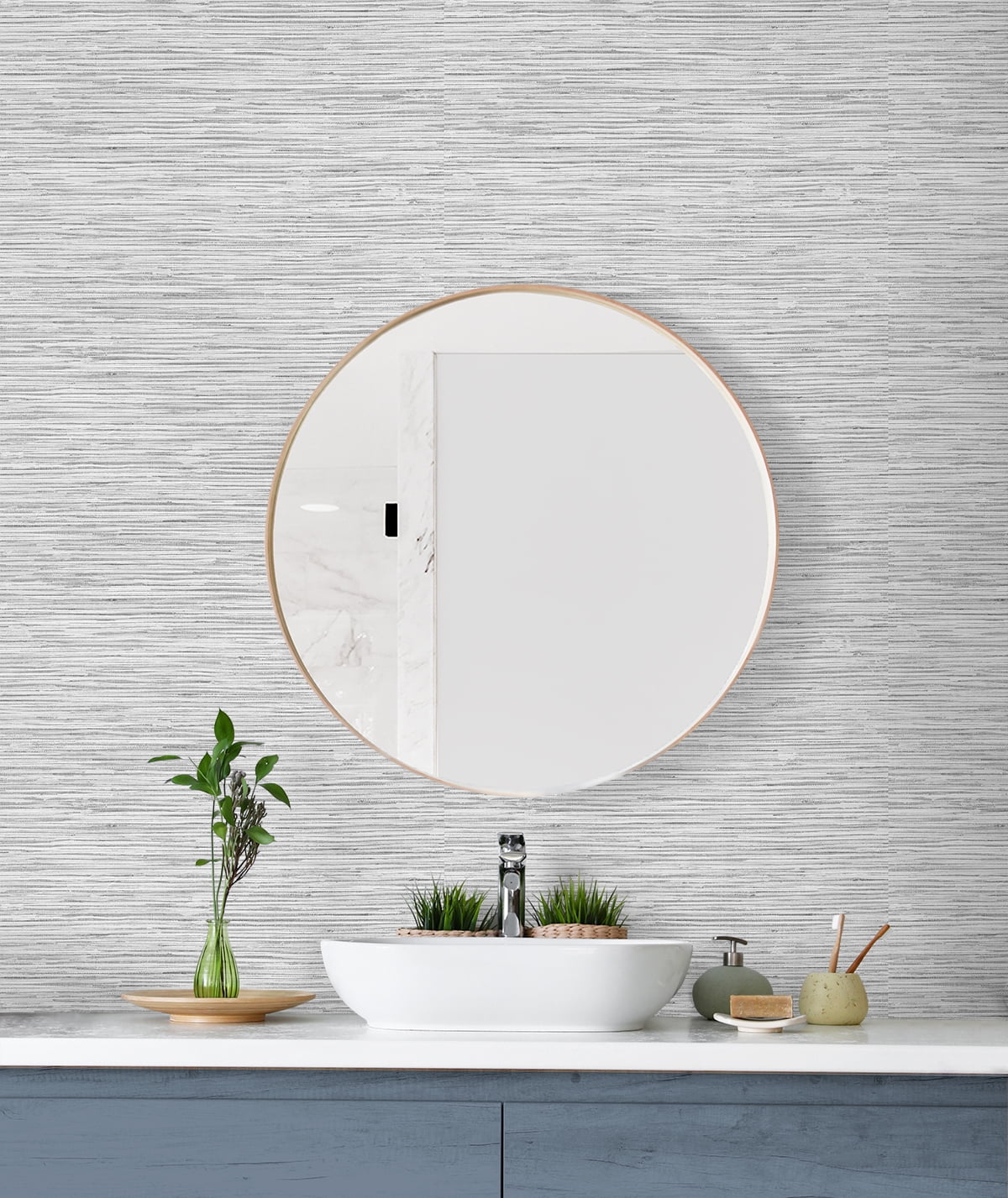 Stacy Garcia Home Moonstone Grey Grasscloth Peel and Stick Wallpaper