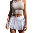 thumbnail image 1 of Womens Pleated Mini Skirt, High Waist Zipper Plain Color Short Pleated A Line Skirt, 1 of 8