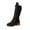 Black, variant on Chelsea Boots Women, Western Knee High Mid Heel Front Lace Up, Chunky Low Heel Round Toe Military Boots Fall Blue Boots
