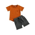 thumbnail image 2 of Kmbangi Ensemble pour Petit Garçon Haut à Manches Courtes Imprimé/shorts de Couleur Unie, 2 of 9