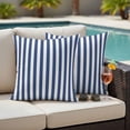 thumbnail image 2 of 2 Pack Outdoor Waterproof Throw Pillow Covers,Blue White Vertical Stripes Decorative Square Pillow Case Patio Pillowcases for Chair Couch Sofa 16x16in, 2 of 9