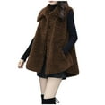 thumbnail image 2 of Antinious Fleece Jacket Women Sleeveless Solid Casual Lapel Button Outerwear,Trench Coat Women,Jackets for Women Trendy,Brown,L, 2 of 5