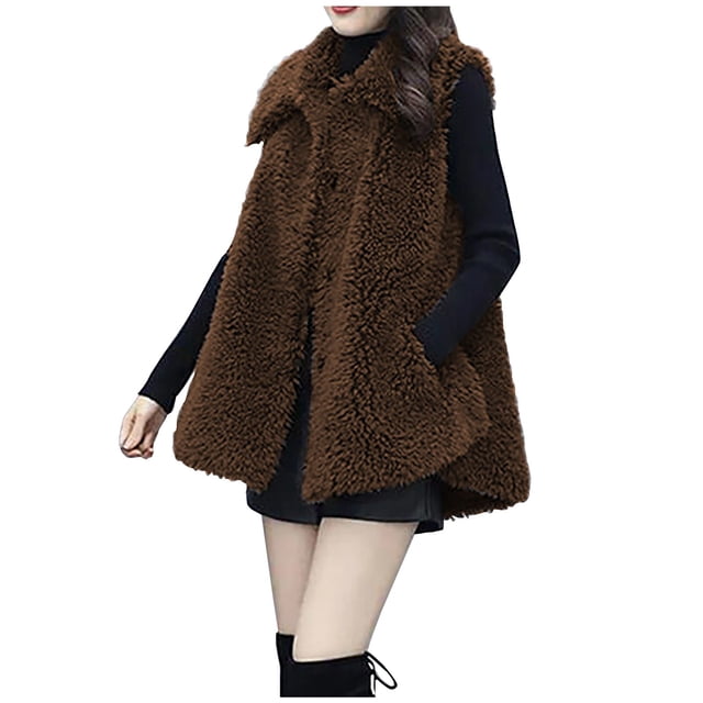 Birdeem Womens Winter Lapel Solid Color Long Sleeve Button Plush Jacket Tops