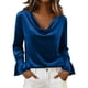 thumbnail image 2 of Karight Women's Velvet T Shirts Cowl Neck Long Sleeve Pullover Tops Dressy Casual Loose Fit Ruched Front Tunic Blouses, 2 of 5