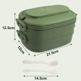 thumbnail image 2 of OITUGG Fiambrera de 2 capas de 1550 ml con 3 compartimentos y cubiertos - Fiambrera de plástico sin BPA para adultos y niños - Compartimentos a prueba de fugas Caja Bento apta para, 2 of 7