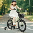 thumbnail image 4 of Costway Vélo pour Enfant 16 Pouces avec Roues Stabilisatrices, Guidon et Selle Réglables, Frein à Main, Vert, 4 of 10