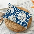 thumbnail image 3 of Blue Plant Leaf Decorative Pillow Covers for Couch Bed Sofa Living Room Tropical Palm Leaves Rectangular Throw Waist Pillow Cases Art Home Decor 12x20 Inch Cushion Cover Cotton Linen, 3 of 6