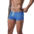 thumbnail image 3 of JoveMarine Men's Quick Dry Swim Trunks with Drawstring Low Waist Boxer Shorts for Hot Spring Beach and Swimming Solid Color Blue XL, 3 of 6