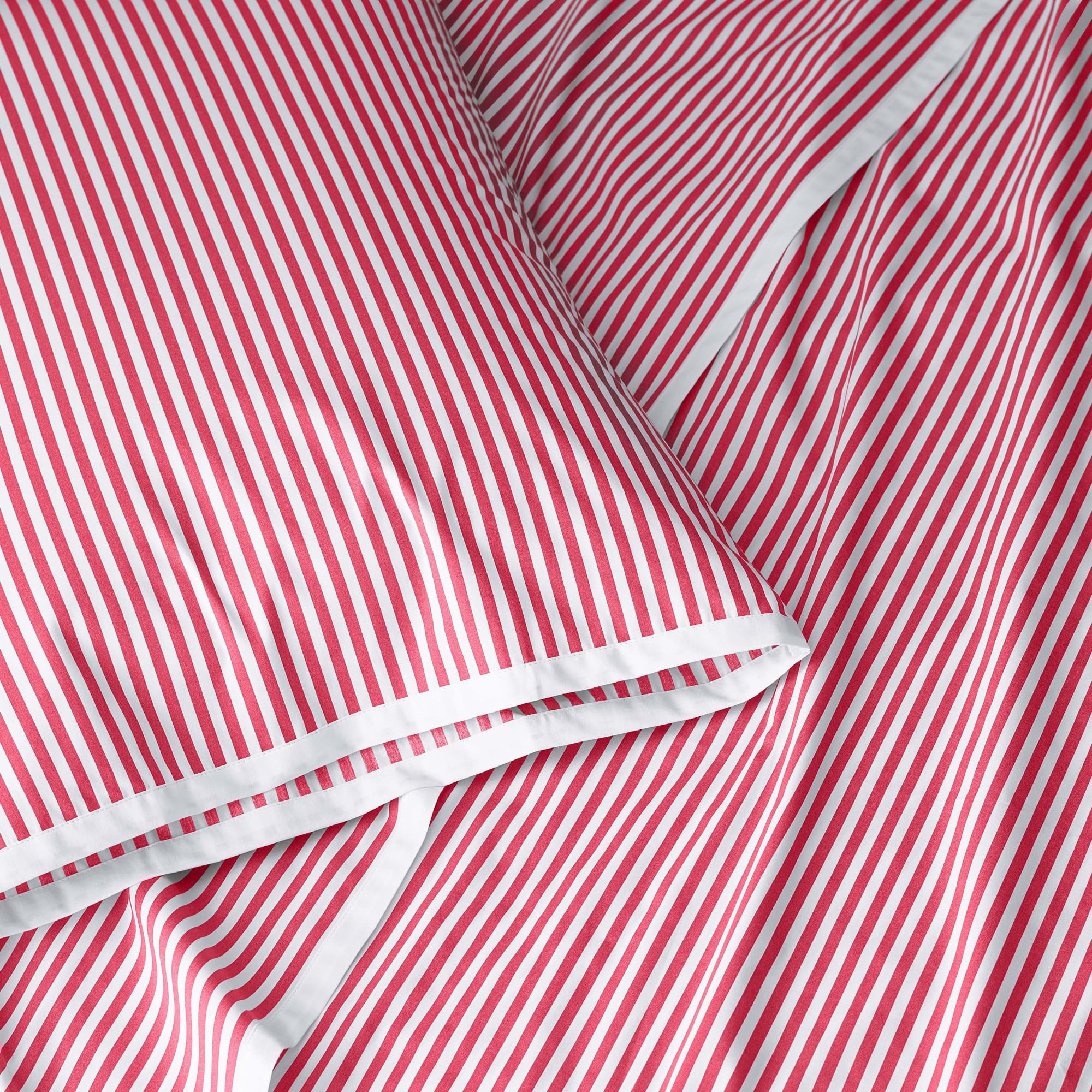 Martex Clean AF Antimicrobial Pinstripe Sheet Set, White/Red, Queen