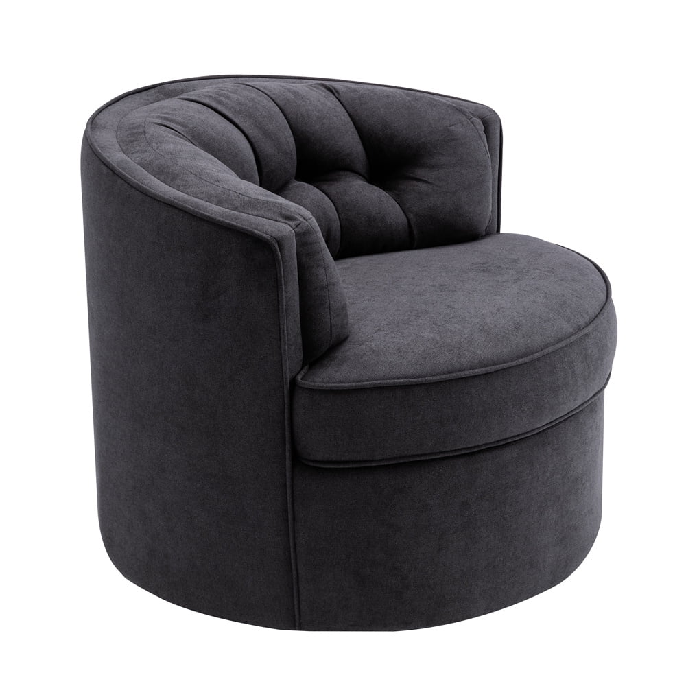 Modern Barrel Accent Chair, 33" Wide Swivel Barrel Chair Comfy Tufted