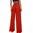 thumbnail image 3 of IDALL Pantalon Large Femme Pantalon de Détente Femme Taille Haute Paillettes Ample Drapé Pantalon Large Mode Décontracté Paillettes Pantalon Femme Ample Rouge 4TG, 3 of 5