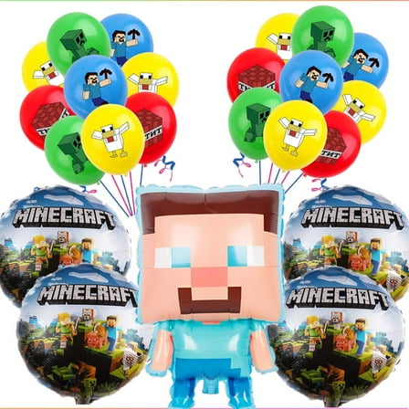 Minecraft Balloons Party Supplies Decor Set Decorations Kit Fans Birthday