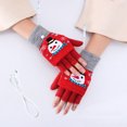 thumbnail image 5 of Manoplas Cálidas De Medio Dedo Guantes calefactores de doble cara para mujer, pantalla táctil, dibujos animados navideños, imprescindibles para el invierno, 5 of 5