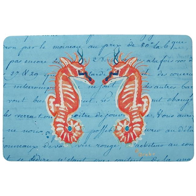 Betsy Drake DM100B Coral Seahorses Door Mat - 18 x 26 in.