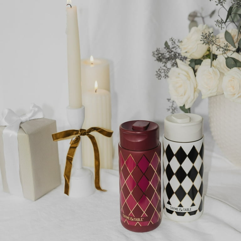 Thyme & Table 22oz Stainless Steel Coffee Tumbler, Red Diamond