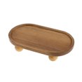 thumbnail image 1 of Bandeja de exhibición de madera con pedestal pequeño, bandeja elevada rústica de madera para joyería, perfumes, velas, plantas, decoración de mesa de estilo rústico., 1 of 8