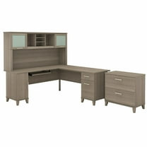 Bush Furniture Somerset 72W L Desk with Hutch & File Cabinet
