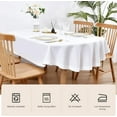 thumbnail image 4 of Faux Linen Small Oval Tablecloth Heavy Duty Wrinkle Resistant Fabric Table Cloths 54 x 72 Inch White Farmhouse Rustic Table Cover for Kitchen Dining Indoor Outdoor Tabletop Decoration, 4 of 6