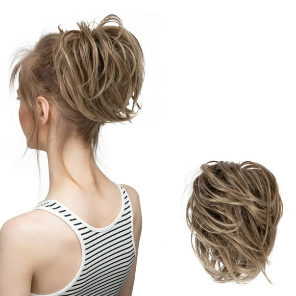 Mother'S Day Real Silk Wig, Messy Hair Bun Hair Pieces Curly Synthetic Updo Scrunchies Ponytail Extension for Women Black 1Pcs, Wig, Closure,Hair Bundles,Lace Frontal,Highlight Cap,Lace Front,Lace