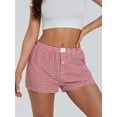 thumbnail image 5 of Biezeib Women’s Plaid Print Shorts Elastic Low Waist Button Front Lounge Shorts Boxers Streetwear, 5 of 6