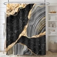 thumbnail image 2 of Juego de cortinas de ducha Nkzply Black Marble con alfombras para baño, 2 of 7