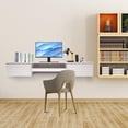 thumbnail image 5 of Wall Mounted Desk, Floating Wall Organizer with Pull Out Drawer, 15.5" D x 60" W x 9.5" H, Space-Saving Wall Organizer Computer Desk for Home Office (White), 5 of 9