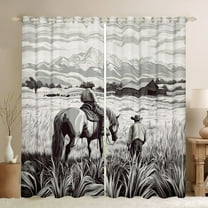 Manfei Western Cowboy Black Out Curtains,Rustic Farm Animal Curtains Pack of 2 (42x63 Each),Country Farmhouse Lodge Bedroom Curtains For Boys Teens,Super Cozy Room Decor