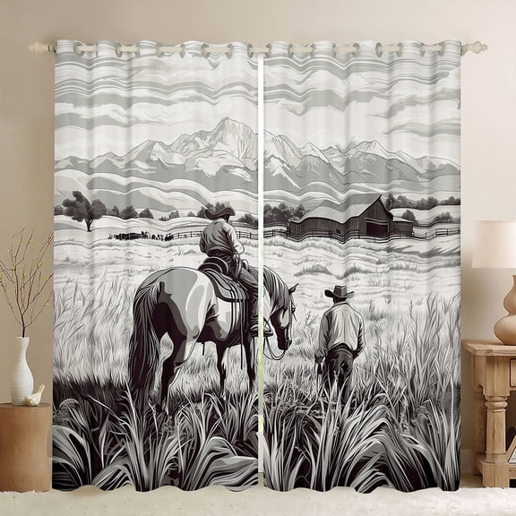 Manfei Western Cowboy Black Out Curtains,Rustic Farm Animal Curtains Pack of 2 (42x63 Each),Country Farmhouse Lodge Bedroom Curtains For Boys Teens,Super Cozy Room Decor