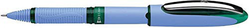 Schneider One Hybrid N Rollerball Pen, 0.5 mm Hybrid Needle Tip, Light Blue Barrel, Green Ink, Box of 10 Pens (183504)