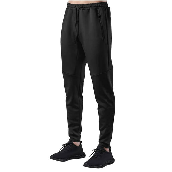 ZQUUVOU Mens Slim Jogger Pants Solid Drawstring Sweatpants Breathable Fitness Sports Jogging Pants Full Length Pants Black