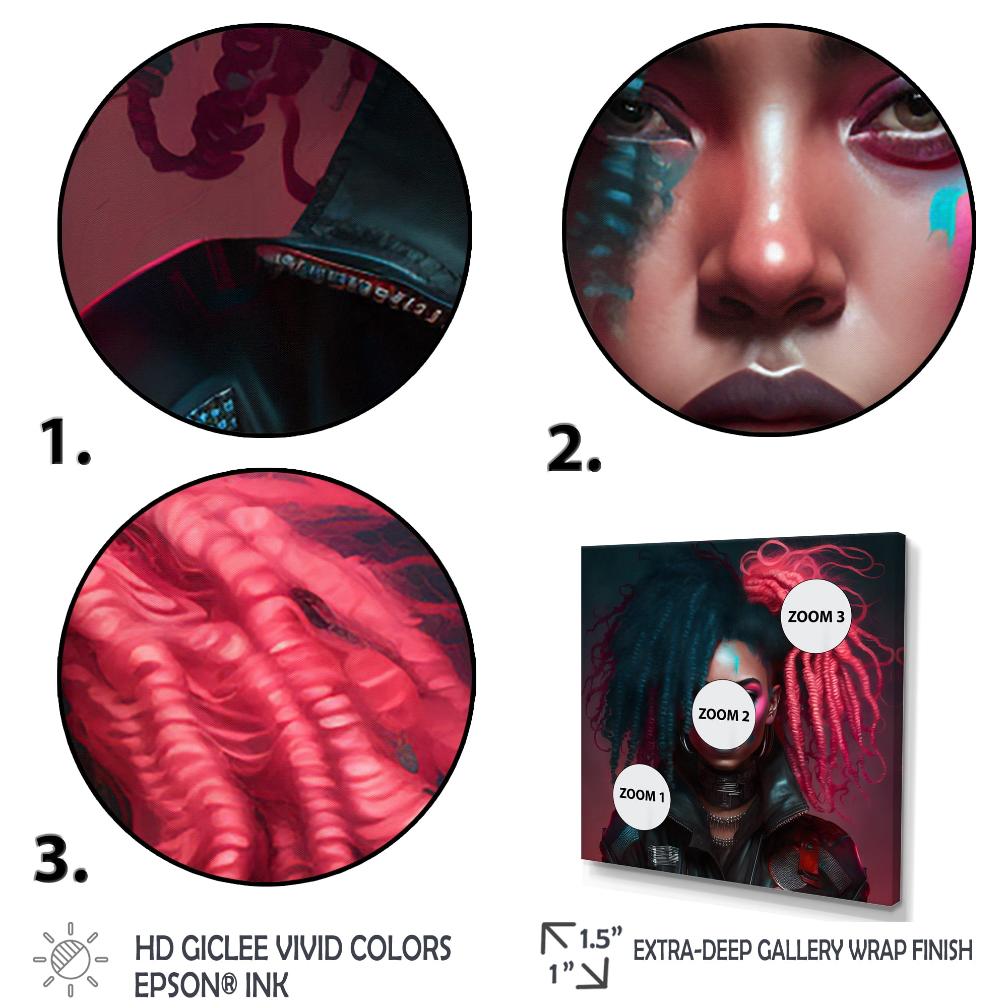 Designart Cyberpunk Woman With Curvy Hair III Canvas Wall Art
