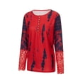 thumbnail image 3 of Qiylii Female Dandelion Print Round Neck Lace Patchwork Long Sleeve Tops T shirt with Buttons, 3 of 9