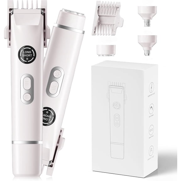 Bikini Trimmer for Women, 4 in 1 Wet/Dry Electric Razors for Women - Dual Head, Painless Rechargeable Portable Womens Razors for Shaving Set for Face, Nose, Eyebrows, Armpits, Bikini Area