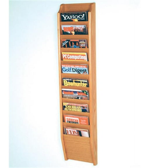 Wooden Mallet  Cascade 10 Pocket Magazine Rack in Light Oak