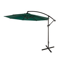 Cantilever Hanging Patio Umbrella with Cross Base & Crank, Dark Green