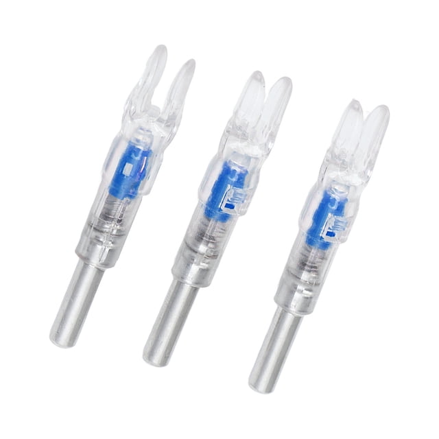 3 uds tiro con arco iluminado Nocks plástico automático con interruptor 6,2mm diámetro interior tiro con arco cola Nock para caza nocturna azul