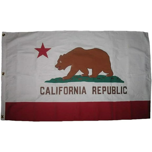 100% Cotton 3x5 Embroidered Sewn California State Flag 3'x5' Handmade 3 Clips