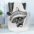 thumbnail image 4 of Mexican Soft Flannel Fleece Blanket, Monochrome Concept of a Latin Hispanic Man Portrait with a Funny Mustache, Cozy Plush for Indoor and Outdoor Use, 50" x 70", Dark Grey and White, by Ambesonne, 4 of 5