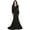 Black, variant on Womens Dusty Rose Evening Formal Mother Of The Bride Long V-Neck Long Sleeve Trumpet Plus Size Dress