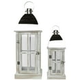 thumbnail image 3 of Set of 2 Antique White Wood Candle Lanterns with Silver Tops 21.5", 3 of 3